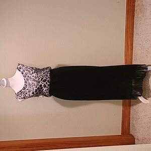 CUIR Black Leather Fringed Maxi Skirt Size 10